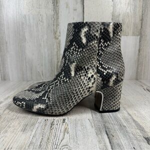 Essex Lane Gabriella Leather Snake-Skin Print Ankle Boots #355